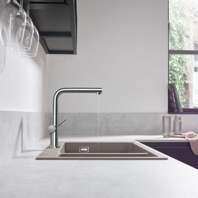 Hansgrohe Talis M54 Kitchen Mixer Tap Single Lever Pull Out Spout Chrome Modern