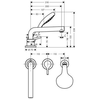 Hansgrohe Talis S Chrome 3-Hole Rim-Mounted Single-Lever Bath Mixer Tap ...