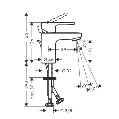hansgrohe Vernis Blend 70 Single Lever Basin Mixer Tap without waste In Matt Black