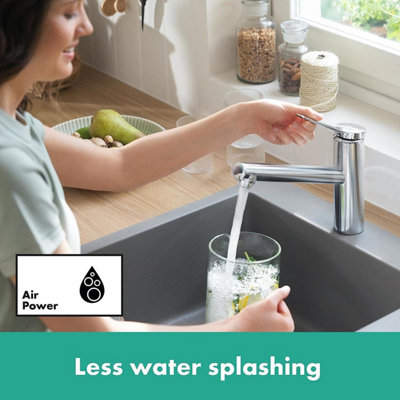 Hansgrohe Zesis M33 Single Lever Kitchen Mixer Tap 150 Coolstart Ecosmart 1Jet in Chrome