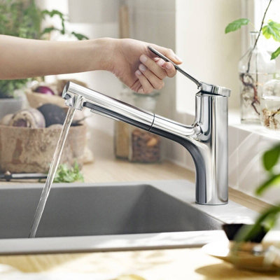 Hansgrohe Zesis M33 Single Lever Kitchen Mixer Tap 150 Pull-Out Spray 2Jet in Chrome