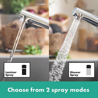 Hansgrohe Zesis M33 Single Lever Kitchen Mixer Tap 150 Pull-Out Spray 2Jet in Chrome