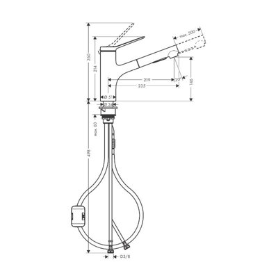 Hansgrohe Zesis M33 Single Lever Kitchen Mixer Tap 150 Pull-Out Spray 2Jet in Chrome