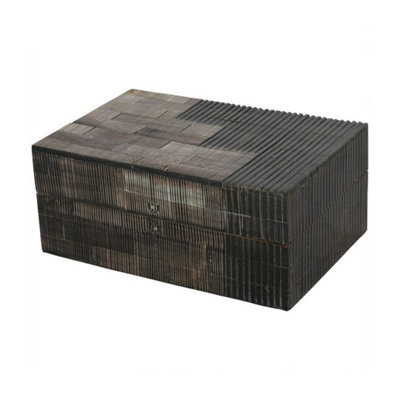 Hanson Inlay Storage Box Small - Horn - L10 x W15.2 x H6.4 cm - Grey/Black