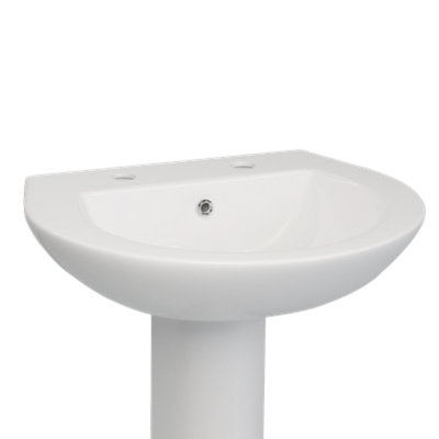 Hapi Bathrooms 45cm Basin with Pedestal and Pair of Ashby Basin Taps