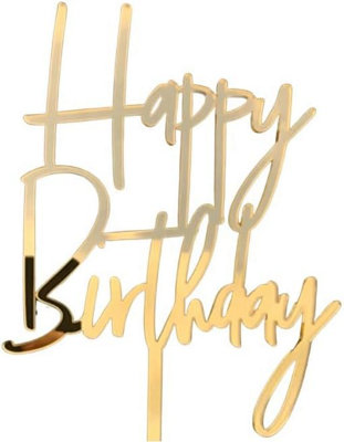 Happy 16th Birthday - Cake Topper - Elegant 3mm Gold & Silver Acrylic Decoration for Memorable Party Celebrations - Silver