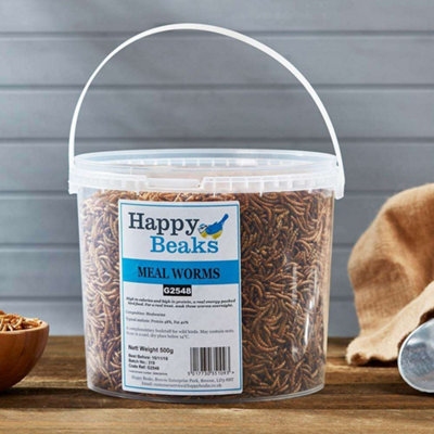 Happy Beaks Dried Mealworms For Wild Birds High Energy, High Protein Premium Bird Food (1kg)