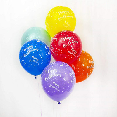 Happy Birthday Balloon - 12 Inch Assorted colour Latex Balloons, Set of 30