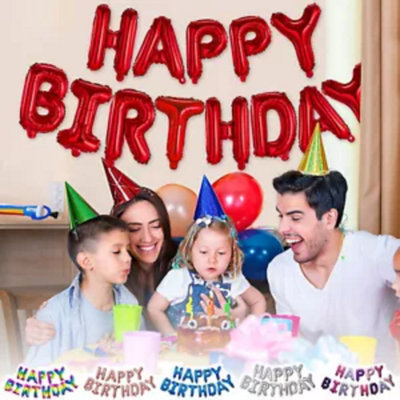 Happy Birthday Balloon Banner - Self-Inflating Foil Letter Balloons, 13-Piece Party Decor Foil Balloon Kit - Foto 4