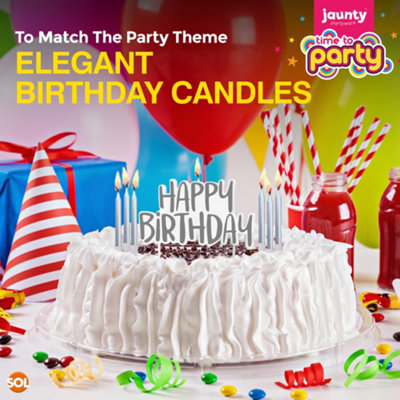 Happy Birthday Cake Candles Set Silver - Fun Happy Birthday Candles For Cakes - For Kids & Adult Happy Birthday Candles