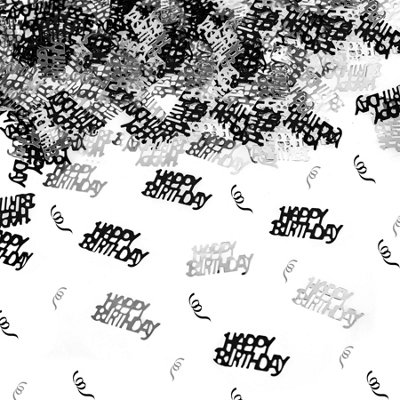 Happy Birthday Confetti Black and Silver 14g Table Scatter Birthday