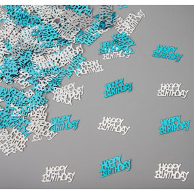 Happy Birthday Confetti Blue and Silver 14g Table Scatter Birthday Party Decorations