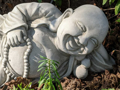 Happy Laying Buddha Garden Sculpture
