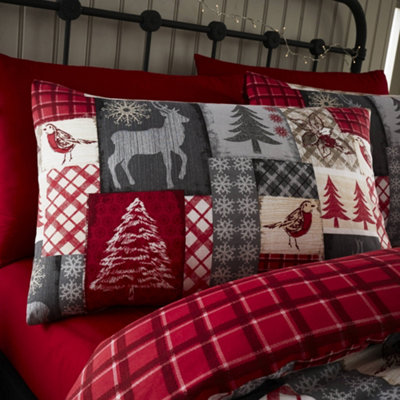 Happy Linen Company Christmas Patchwork Brushed Cotton Bedding Single