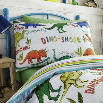 Happy Linen Company Parure de lit réversible pour enfant Motif dinosaure Park Jurassic Rose