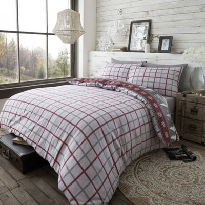 Happy Linen Company Warm Alaska Brushed Cotton Bedding Burgundy Double