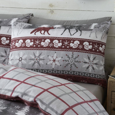 Happy Linen Company Warm Alaska Brushed Cotton Bedding Burgundy Double