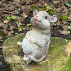 Happy Mouse in a relaxed pose, cute fairy woodland garden ornament