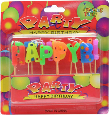 Happy Multicolour Metallic Polka Dot Letters/Sprial Candles for Party Cake Toppers Decorations