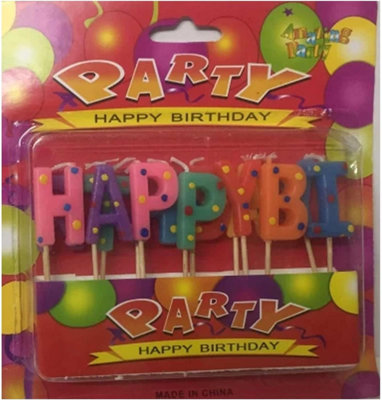Happy Multicolour Metallic Polka Dot Letters/Sprial Candles for Party Cake Toppers Decorations