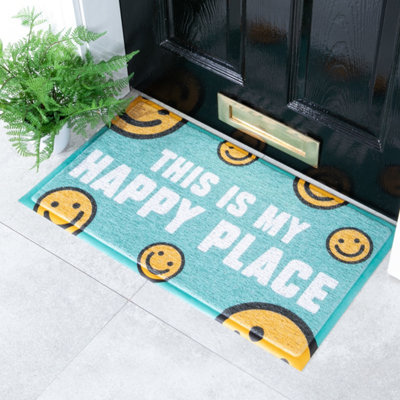 Happy Place Doormat (70 x 40cm) DIY at B&Q