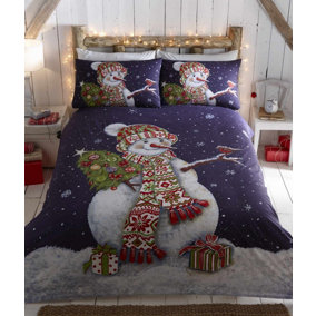 Happy Snowman Single Duvet Cover and Pillowcase