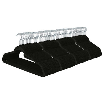 Lifemaster 20-Piece Velvet Non-Slip Hanger Set - 360° Swivel Hook, Space Saving, Black