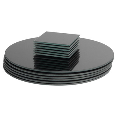 Harbour Housewares 12 Piece Round Glass Placemats & Coasters Set - 30cm - Black