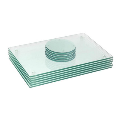 Harbour Housewares 12pc Glass Placemats & Round Coasters Set - 30 x ...