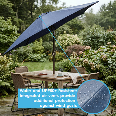 Harbour Housewares 2.7M Tilting Garden Parasol - Natural - Crank