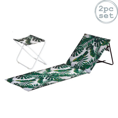 Harbour Housewares - 2 Piece Folding Beach Furniture Set - Banana Leaf