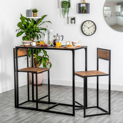 Harbour Housewares 2 Seater Breakfast Bar Set - Brown - Industrial ...