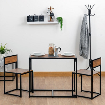 Harbour Housewares 2 Seater Compact Dining Set - Brown/Black