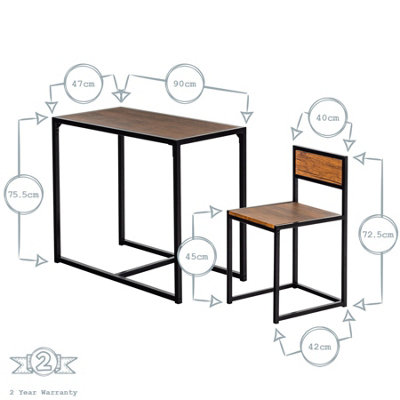 Harbour Housewares 2 Seater Compact Dining Set - Brown/Black