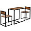 Harbour Housewares - 2 Seater Compact Dining Set - Brown/Black