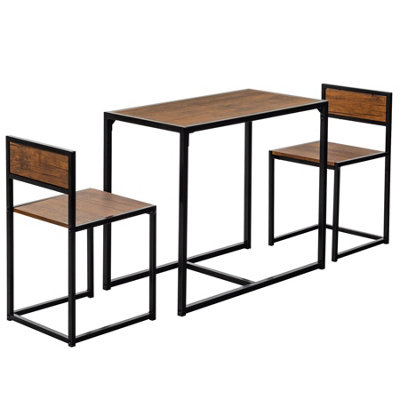 Harbour Housewares - 2 Seater Compact Dining Set - Brown/Black
