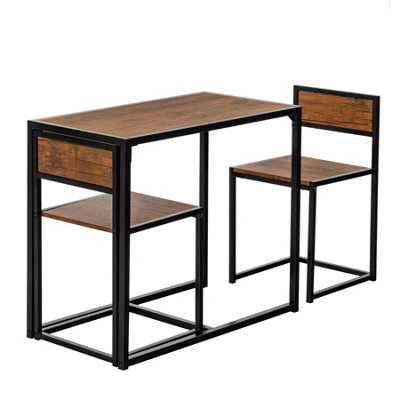 Harbour Housewares 2 Seater Compact Dining Set - Brown/Black