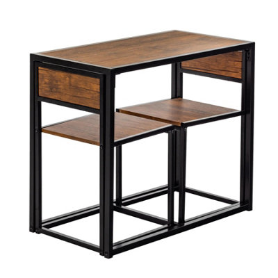 Harbour Housewares 2 Seater Compact Dining Set - Brown/Black