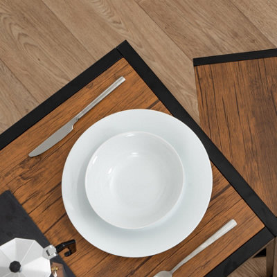 Harbour Housewares 2 Seater Compact Dining Set - Brown/Black