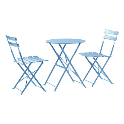 Harbour Housewares - 2 Seater Sussex Bistro Set - Round - Cornflower Blue