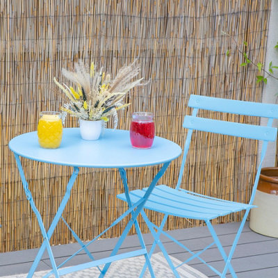 Harbour Housewares 2 Seater Sussex Bistro Set - Round - Cornflower