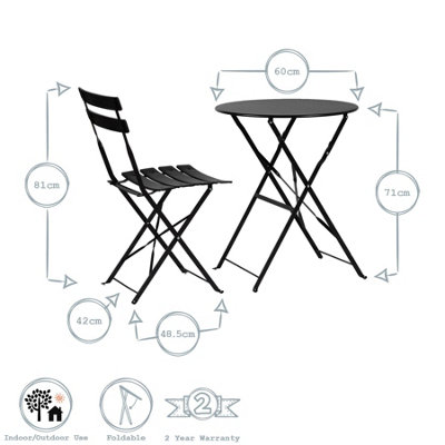 Harbour Housewares - 2 Seater Sussex Bistro Set - Round - White - 3