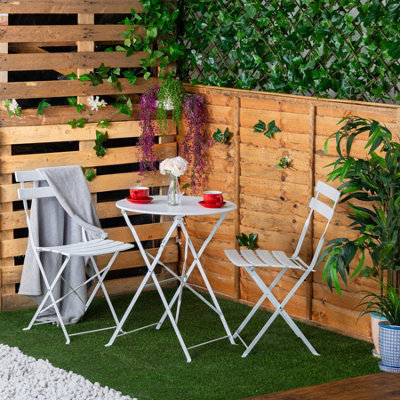 Harbour Housewares - 2 Seater Sussex Bistro Set - Round - White - 6