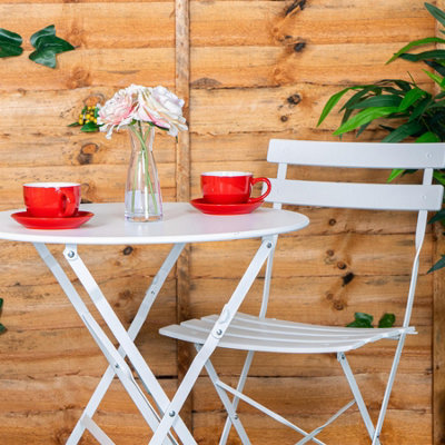 Harbour Housewares - 2 Seater Sussex Bistro Set - Round - White - 7