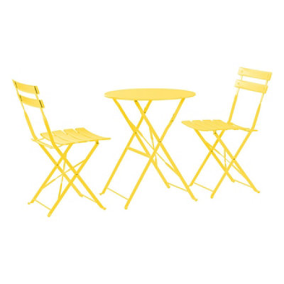 Harbour Housewares - 2 Seater Sussex Bistro Set - Round - Yellow