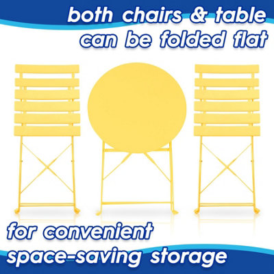 Harbour Housewares 2 Seater Sussex Bistro Set - Round - Yellow