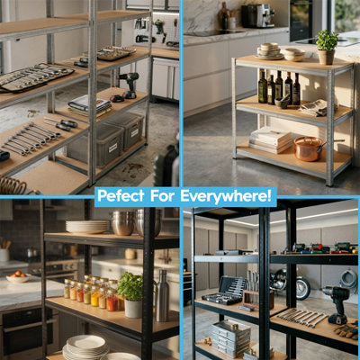 Harbour Housewares 2pc 5-Tier Steel Garage Shelving Unit - Galvanised Boltless Assembly Heavy Duty Modular Garage Storage Racking