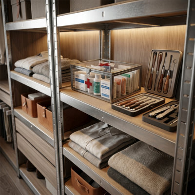 Harbour Housewares 2pc 5-Tier Steel Garage Shelving Unit - Galvanised Boltless Assembly Heavy Duty Modular Garage Storage Racking