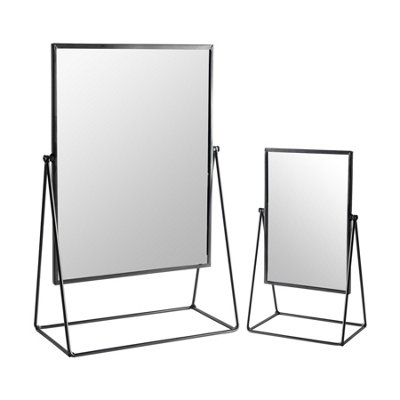 Harbour Housewares 2pc Dressing Table Mirror Set - Black - Makeup Tabletop Cosmetic Bathroom Mirror