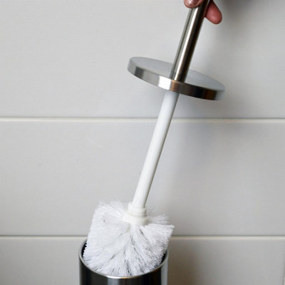 Harbour Housewares 2pc Round Stainless Steel Pedal Bin & Toilet Brush Set - 5L - Brushed - 7